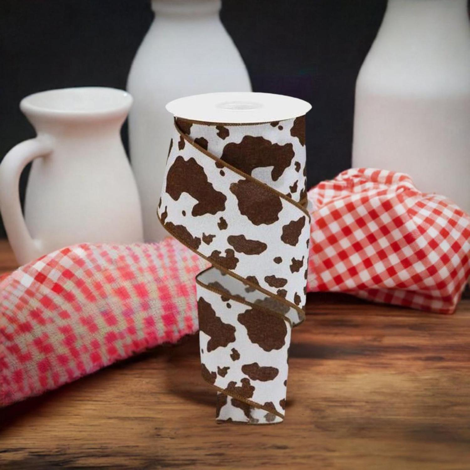 Shop For 2.5" Cowhide Fuzzy Ribbon: Brown & White (10 Yards) at Michelle's aDOORable Creations