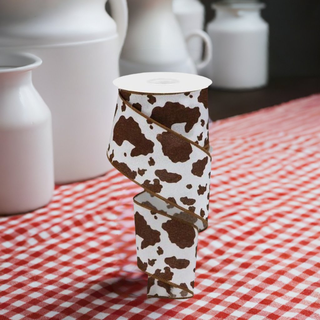 Shop For 2.5" Cowhide Fuzzy Ribbon: Brown & White (10 Yards) at Michelle's aDOORable Creations
