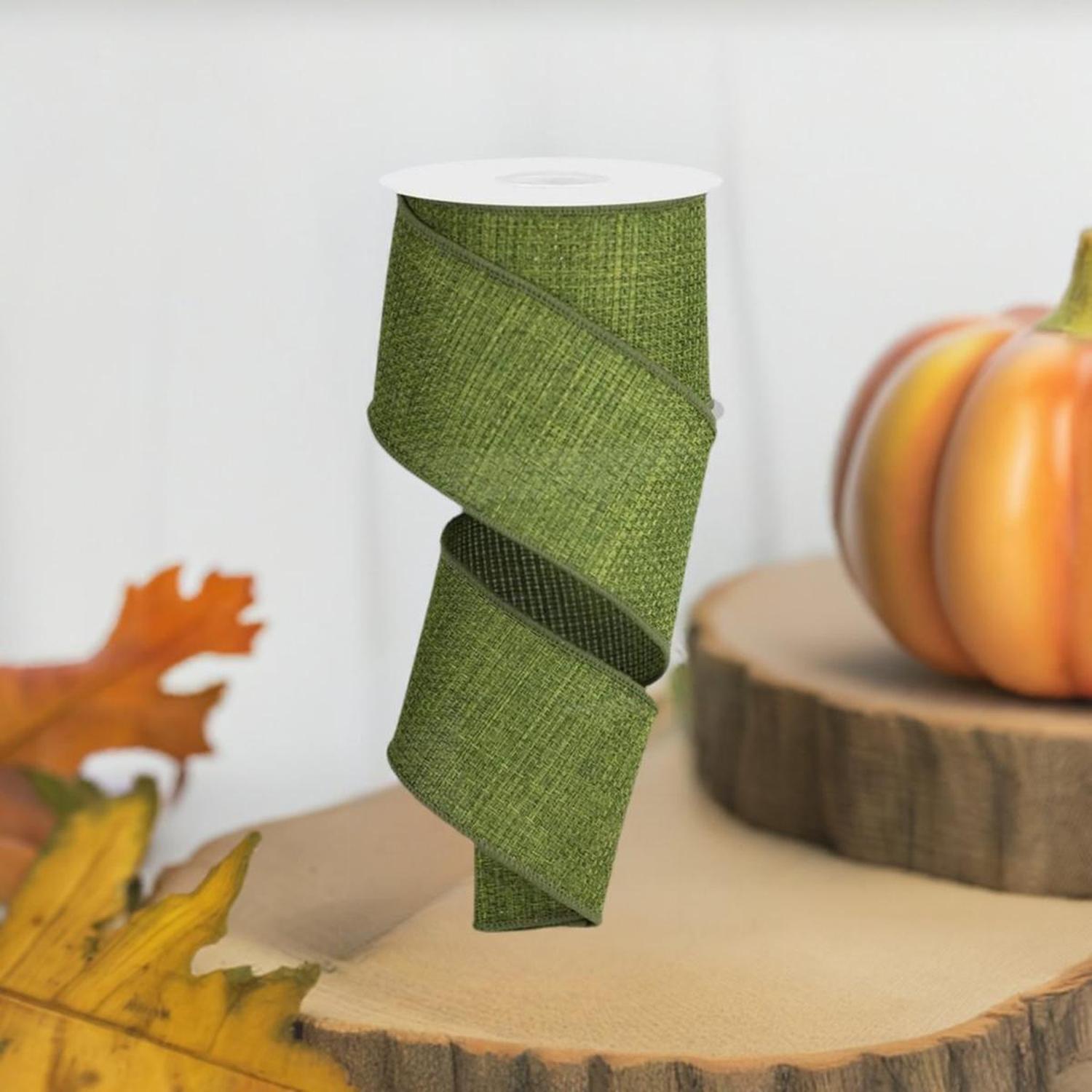 2.5" Cross Royal Burlap Ribbon: Moss Green (10 Yards)