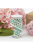 2.5" Dots & Stripes Glitter Ribbon: Mint Green (10 Yards) - Michelle's aDOORable Creations - Wired Edge Ribbon