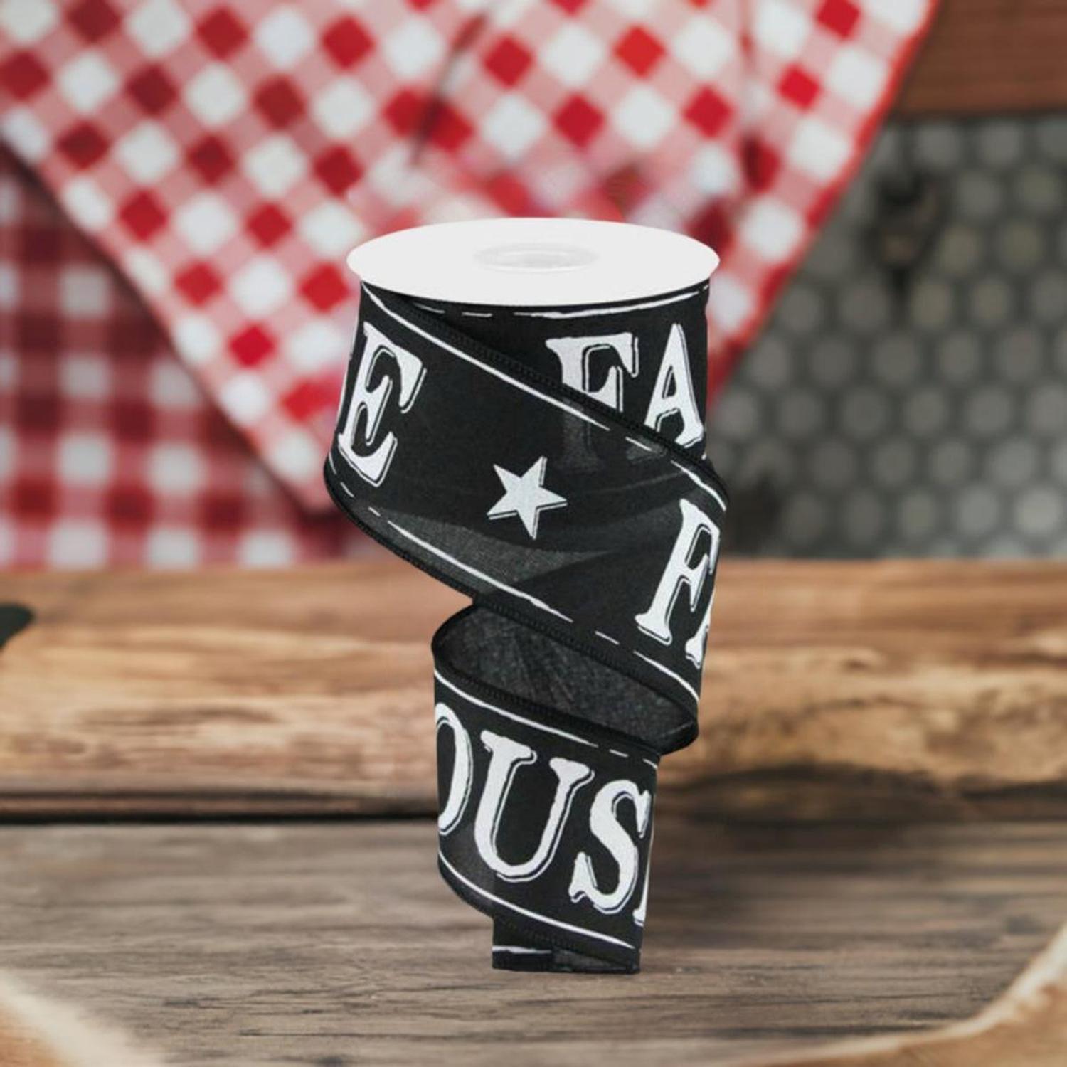 Shop For 2.5" Farmhouse Royal Ribbon: Black (10 Yards) at Michelle's aDOORable Creations