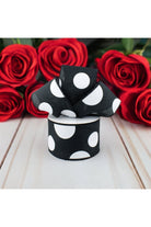 2.5" Faux Burlap Giant Polka Dot Ribbon: Black & White (10 Yards) - Michelle's aDOORable Creations - Wired Edge Ribbon
