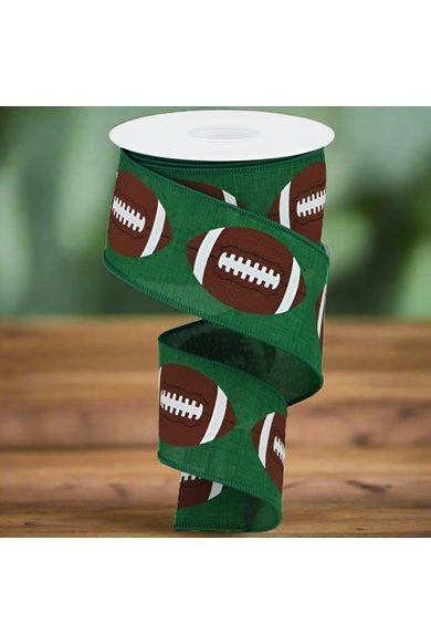 2.5" Football Ribbon: Emerald Green (10 Yards) - Michelle's aDOORable Creations - Wired Edge Ribbon