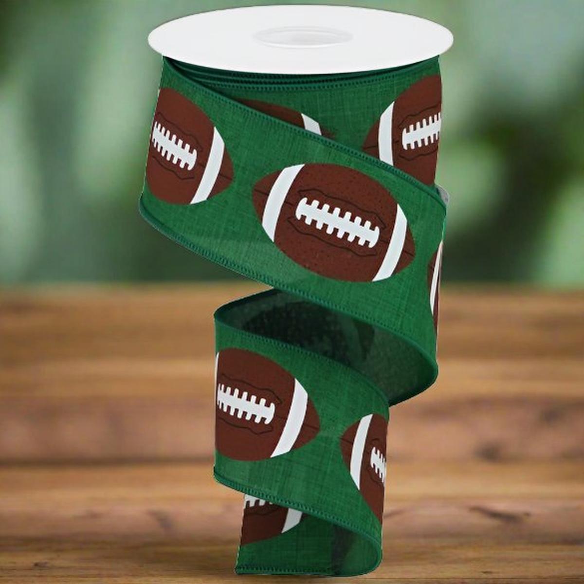 Shop For 2.5" Football Ribbon: Emerald Green (10 Yards) at Michelle's aDOORable Creations