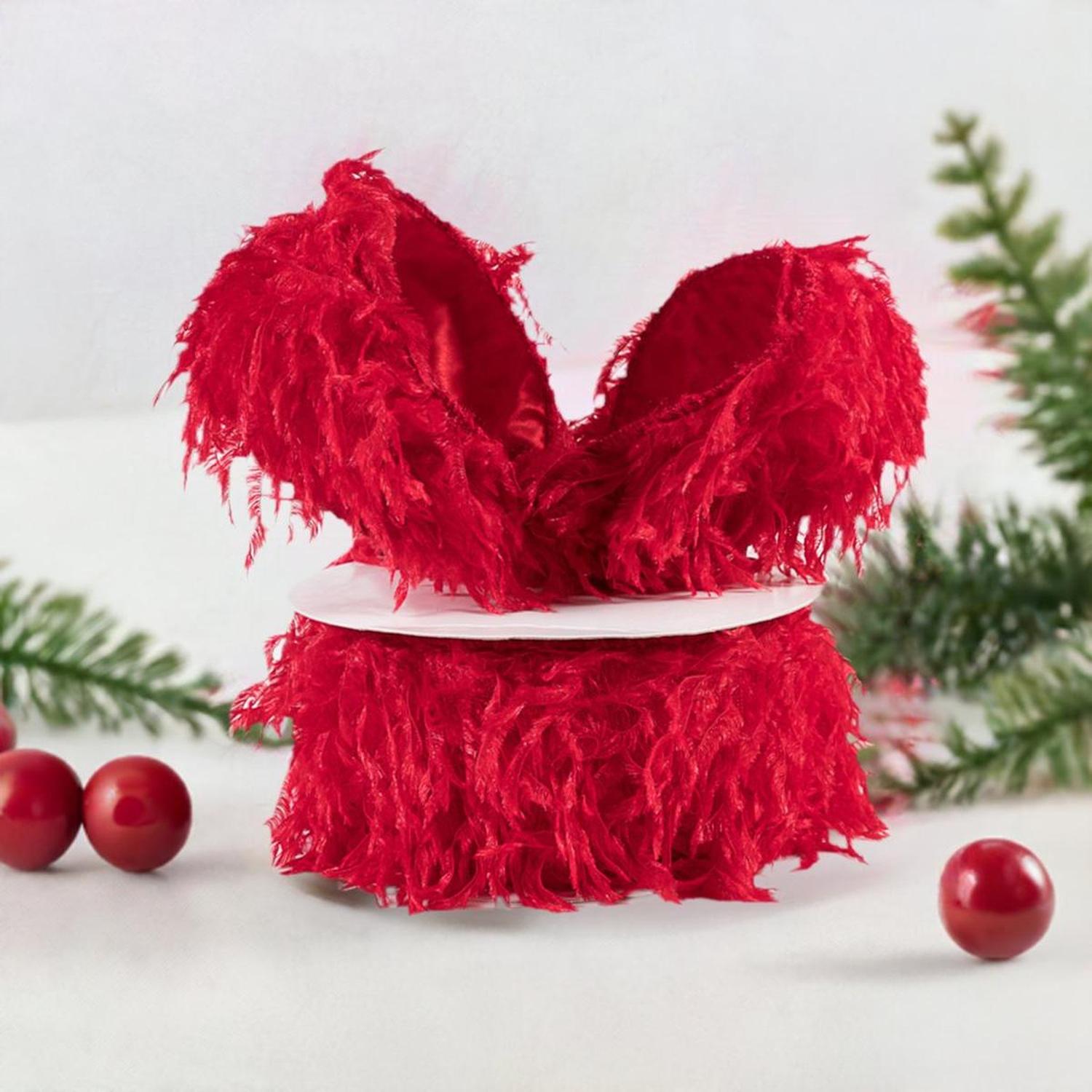 Shop For 2.5" Furry Ribbon: Red (10 Yards) at Michelle's aDOORable Creations