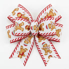 White wired edge ribbon with gingerbread men and ice blue accents