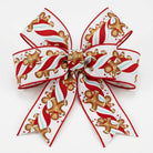 White wired edge ribbon with gingerbread men on candy canes