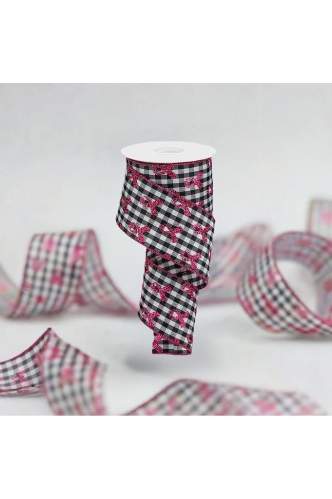 Shop For 2.5" Gingham Cancer Ribbon: Black (10 Yards) at Michelle's aDOORable Creations