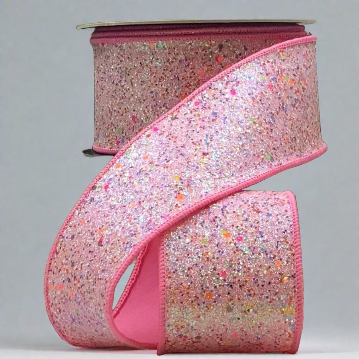 Shop For 2.5" Glitter Confetti Ribbon: Pink (10 Yards) at Michelle's aDOORable Creations