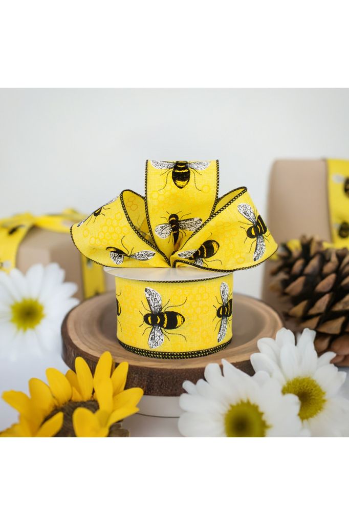 Shop For 2.5" Honey Bee Royal Ribbon: Yellow (10 Yards) at Michelle's aDOORable Creations