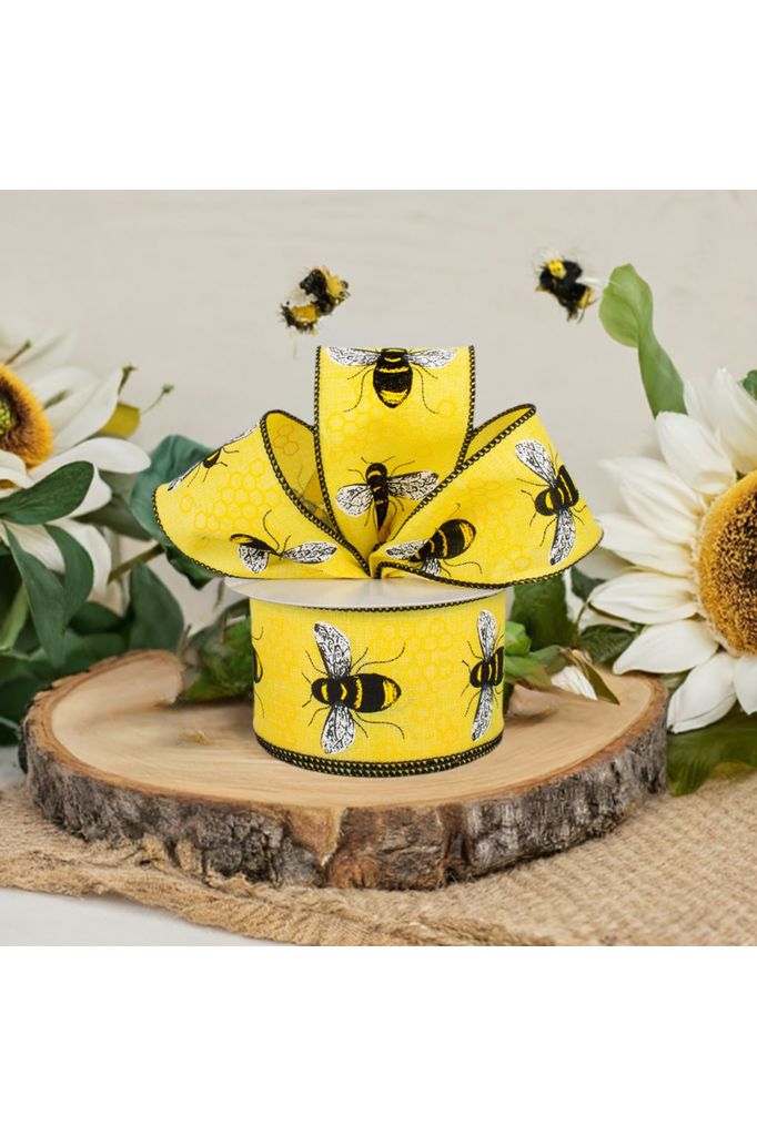 Shop For 2.5" Honey Bee Royal Ribbon: Yellow (10 Yards) at Michelle's aDOORable Creations