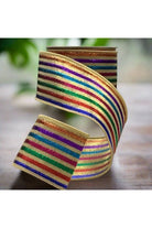 Shop For 2.5" Jacquard Lame Multi Color Stripes Ribbon: Gold (10 Yards) 88-4264