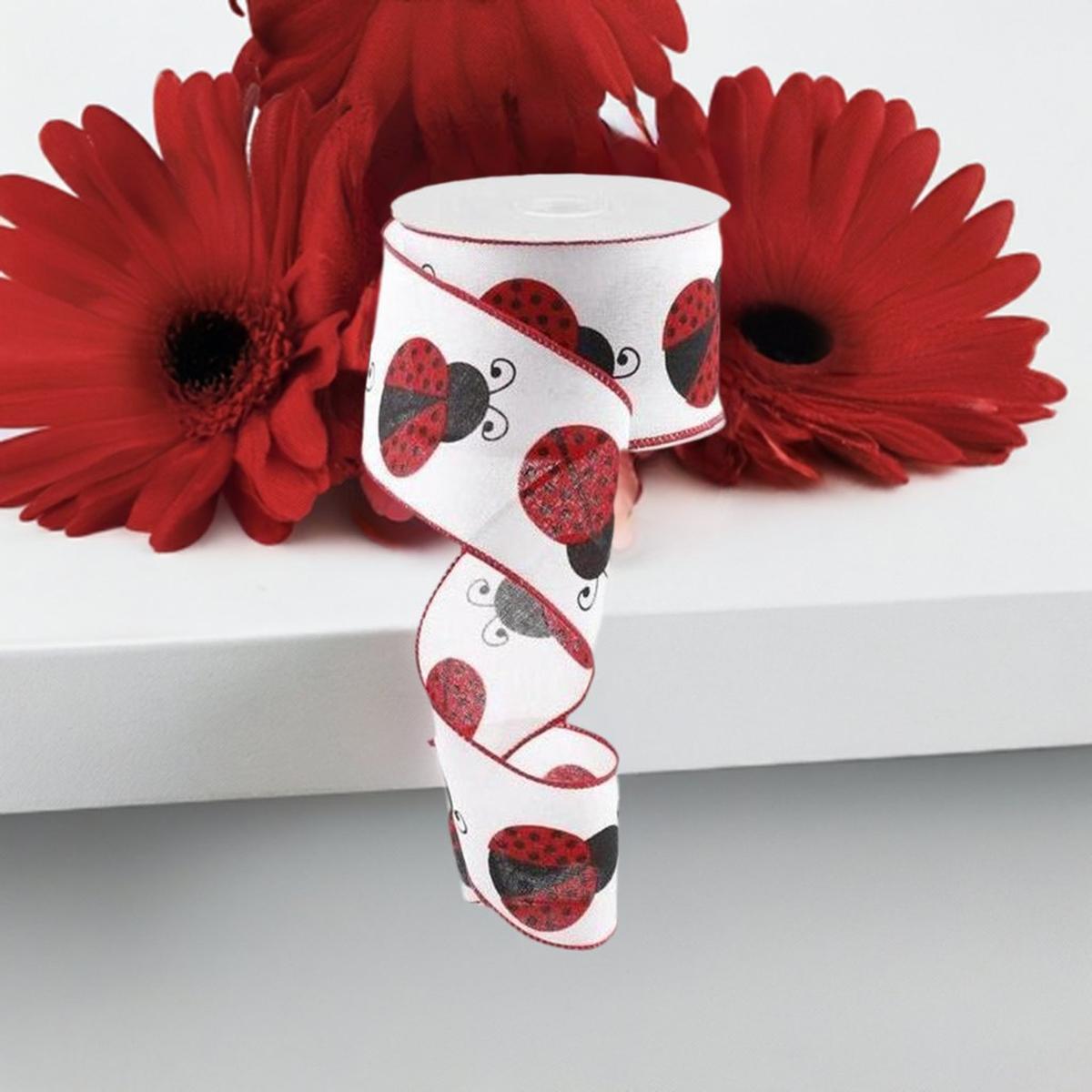 Shop For 2.5" Ladybug Ribbon: White, Red, Black (10 Yards) at Michelle's aDOORable Creations