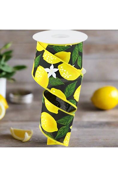 Shop For 2.5" Lemon on Royal Ribbon: Black (10 Yards) at Michelle's aDOORable Creations