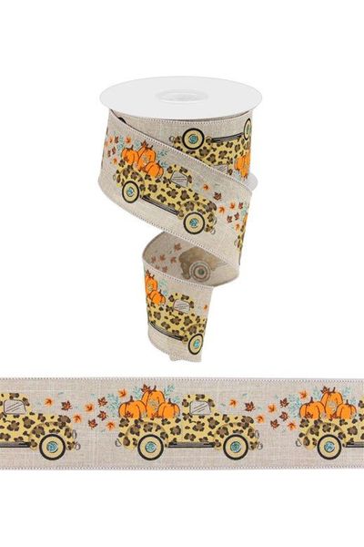 Shop For 2.5" Leopard Truck Royal Ribbon: Natural (10 Yards) at Michelle's aDOORable Creations