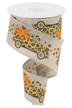 Shop For 2.5" Leopard Truck Royal Ribbon: Natural (10 Yards) at Michelle's aDOORable Creations