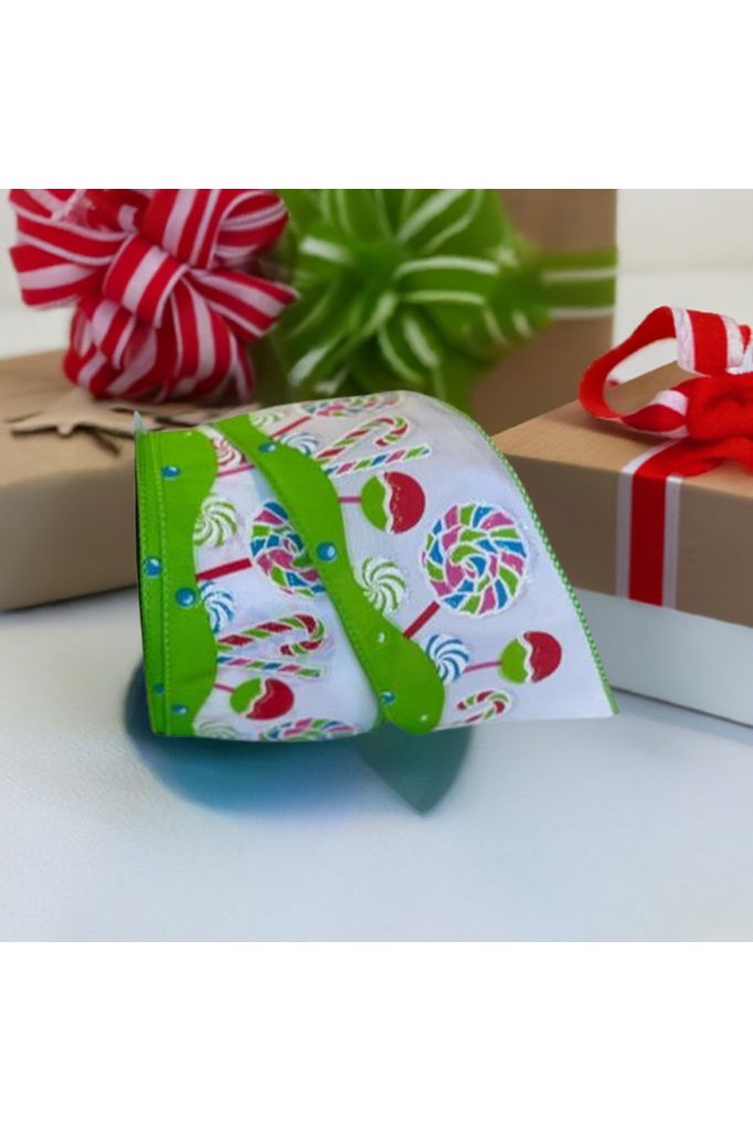 Shop For 2.5" Lollipop Candy Ribbon: Green (10 Yards) at Michelle's aDOORable Creations