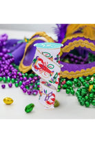 2.5" Mardi Gras Crawfish Ribbon: White (10 Yards) - Michelle's aDOORable Creations - Wired Edge Ribbon