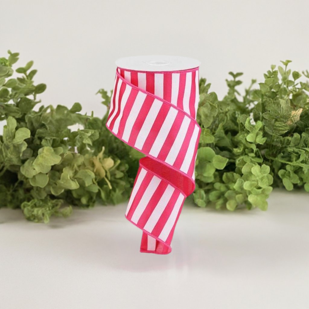 Shop For 2.5" Medium Horizontal Stripe Ribbon: Pink & White (10 Yards) at Michelle's aDOORable Creations