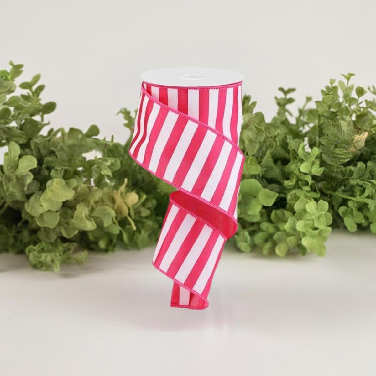 Shop For 2.5" Medium Horizontal Stripe Ribbon: Pink & White (10 Yards) at Michelle's aDOORable Creations