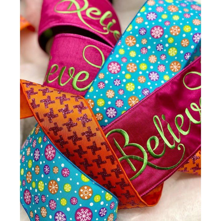 Shop For 2.5" Merry and Bright Snowflake Ribbon: Blue (25 Yards) at Michelle's aDOORable Creations