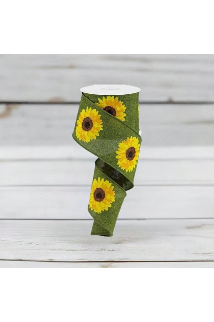 Shop For 2.5" Moss Green Sunflower Ribbon RG0181352