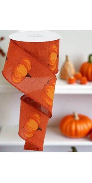 2.5" Orange Pumpkin Ribbon: Rust Orange (10 Yards) - Michelle's aDOORable Creations - Wired Edge Ribbon