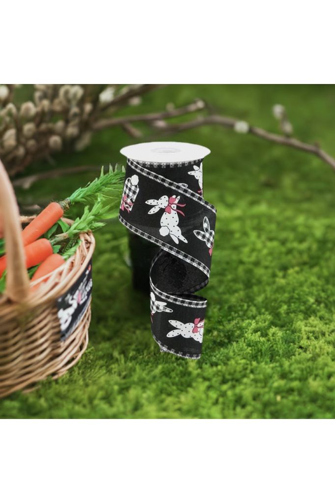 Shop For 2.5" Pattern Bunnies on Royal Gingham Ribbon: Black (10 Yards) at Michelle's aDOORable Creations