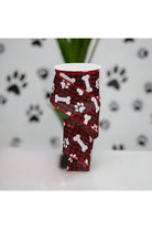 2.5" Paw Print Bone Check Ribbon: Red/Black (10 Yards) - Michelle's aDOORable Creations - Wired Edge Ribbon