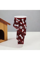 2.5" Paw Print Bone Check Ribbon: Red/Black (10 Yards) - Michelle's aDOORable Creations - Wired Edge Ribbon