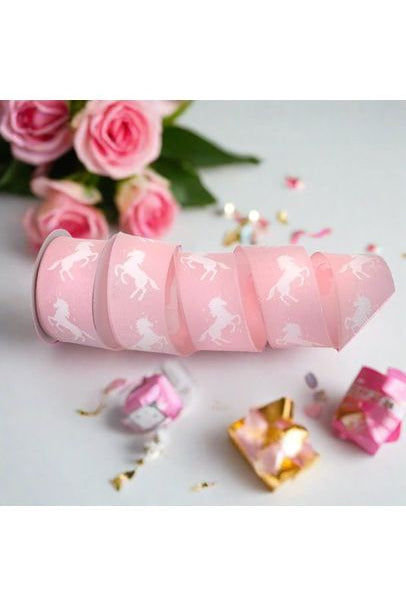 2.5" Pink Unicorn Ribbon (10 Yards) - Michelle's aDOORable Creations - Wired Edge Ribbon