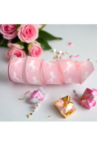 Shop For 2.5" Pink Unicorn Ribbon (10 Yards) at Michelle's aDOORable Creations