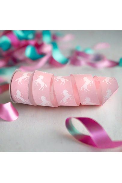 2.5" Pink Unicorn Ribbon (10 Yards) - Michelle's aDOORable Creations - Wired Edge Ribbon