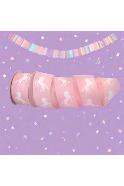 Shop For 2.5" Pink Unicorn Ribbon (10 Yards) at Michelle's aDOORable Creations