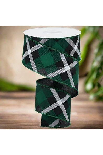 Shop For 2.5" Printed Plaid Ribbon: Green, White and Black (10 Yards) at Michelle's aDOORable Creations