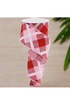 2.5" Printed Plaid Ribbon: Light Pink, Red and White (10 Yard) - Michelle's aDOORable Creations - Wired Edge Ribbon