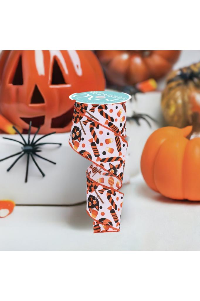 Shop For 2.5" Pumpkin Cat Candy Ribbon: White (10 Yards) RGF131129