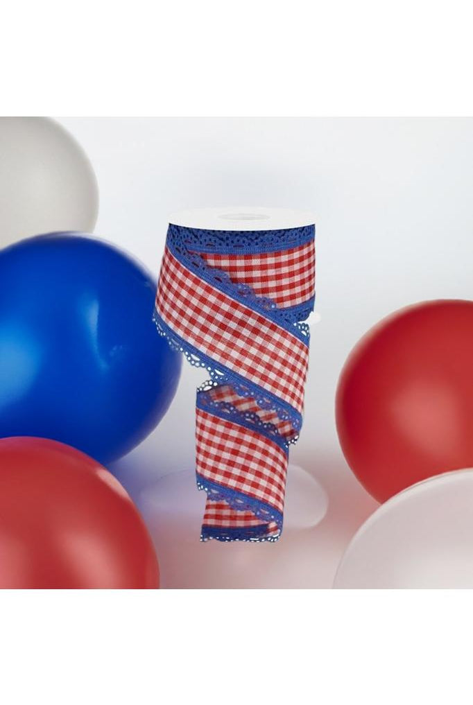 Shop For 2.5" Scalloped Edge Gingham Ribbon: Red, White & Blue (10 Yard) RGA1544A1
