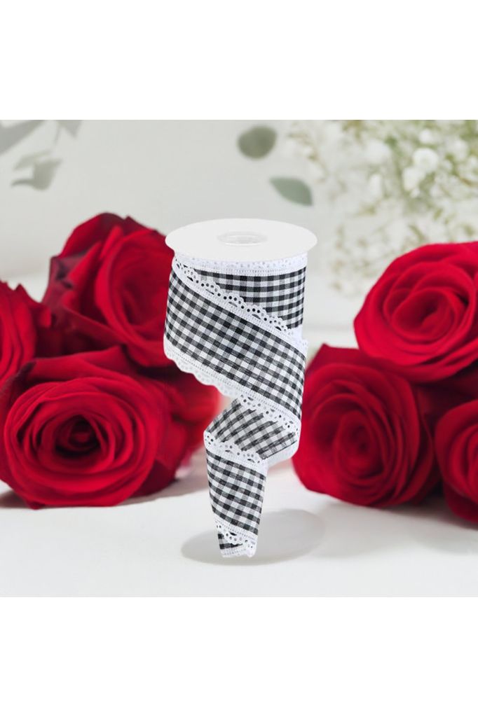 Shop For 2.5" Scalloped Edge Gingham Ribbon: White (10 Yard) at Michelle's aDOORable Creations