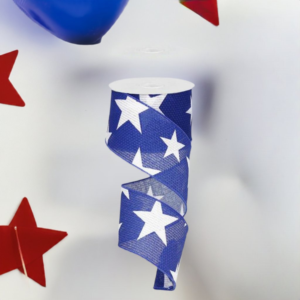 Shop For 2.5" Star Canvas Ribbon: Navy Blue (10 Yards) at Michelle's aDOORable Creations