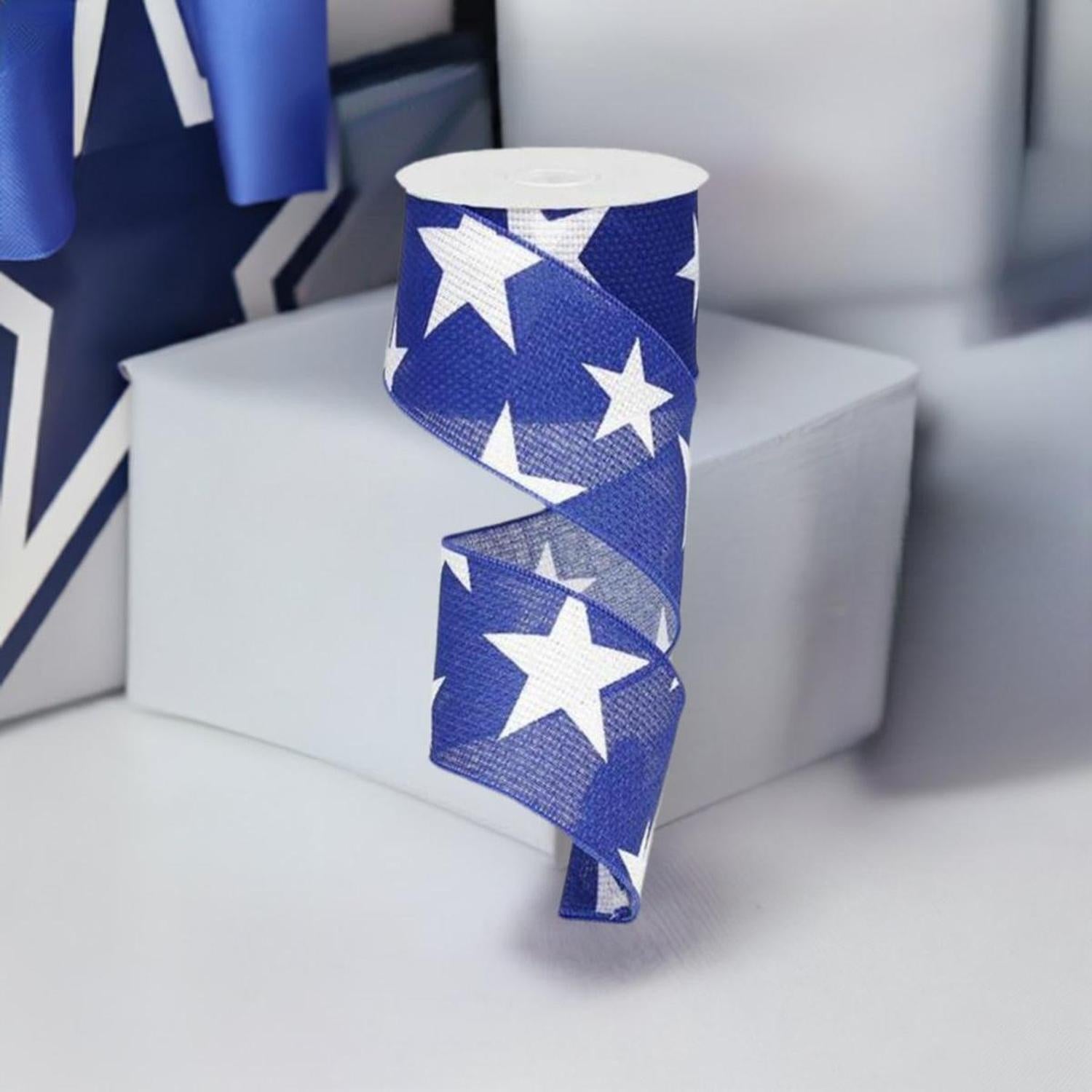2.5" Star Canvas Ribbon: Navy Blue (10 Yards)