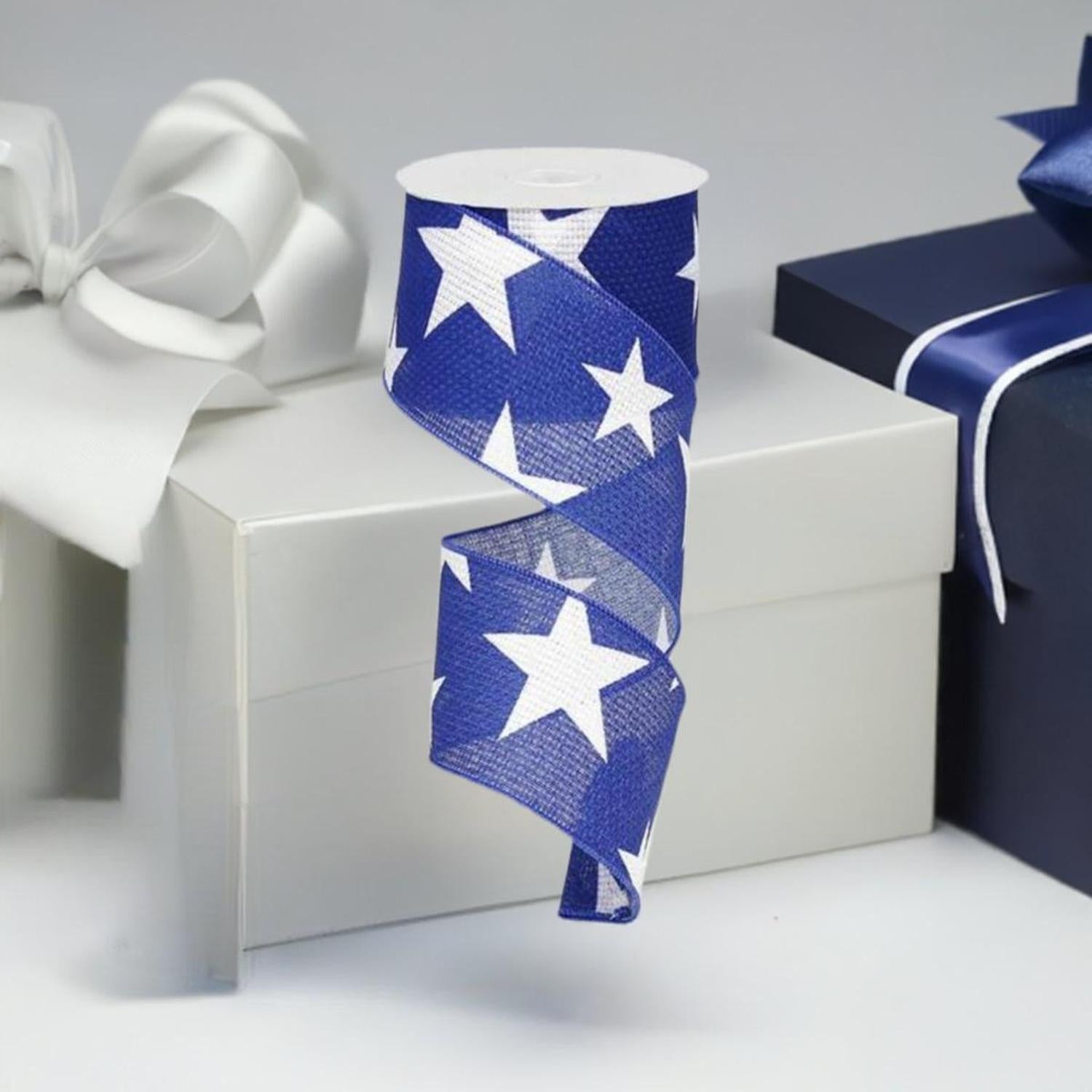 2.5" Star Canvas Ribbon: Navy Blue (10 Yards)