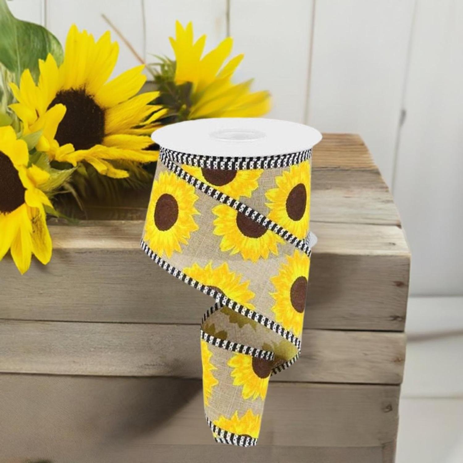 2.5" Sunflower Thin Stripe Ribbon: Beige (10 Yards)