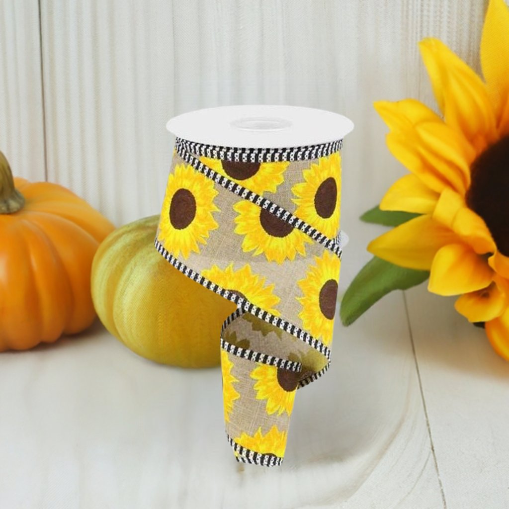 Shop For 2.5" Sunflower Thin Stripe Ribbon: Beige (10 Yards) at Michelle's aDOORable Creations