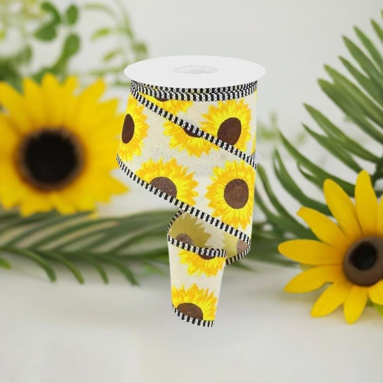 Shop For 2.5" Sunflower Thin Stripe Ribbon: Cream (10 Yards) at Michelle's aDOORable Creations