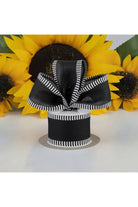 2.5" Thin Stripe Edge Royal Ribbon: Black (10 Yards) - Michelle's aDOORable Creations - Wired Edge Ribbon