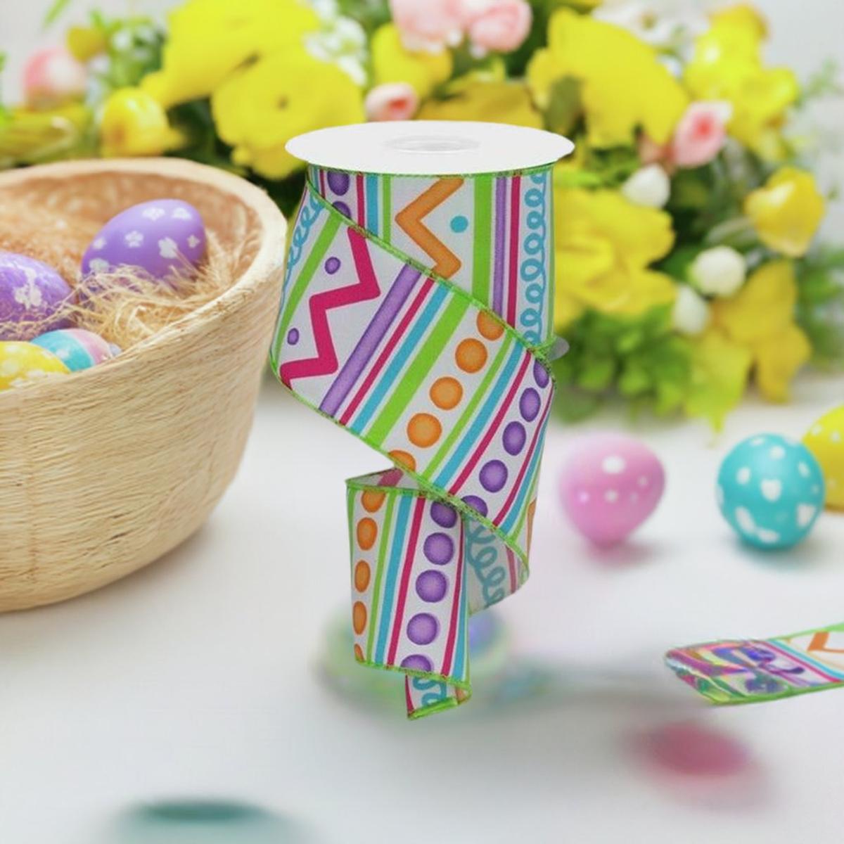 Shop For 2.5" Tribal Stripes Ribbon: White (10 Yards) at Michelle's aDOORable Creations