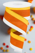 Shop For 2.5" Tricolor Striped Ribbon: Orange/White, Yellow (10 Yards) at Michelle's aDOORable Creations