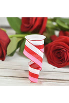 2.5" Tricolor Striped Ribbon: White, Pink, and Red (10 Yards) - Michelle's aDOORable Creations - Wired Edge Ribbon