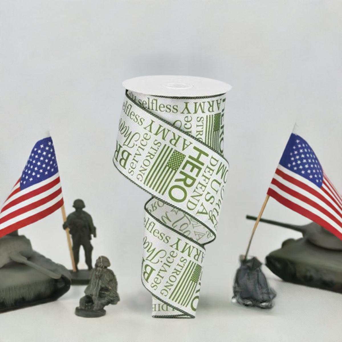 Shop For 2.5" United States Army Ribbon: White (10 Yards) at Michelle's aDOORable Creations